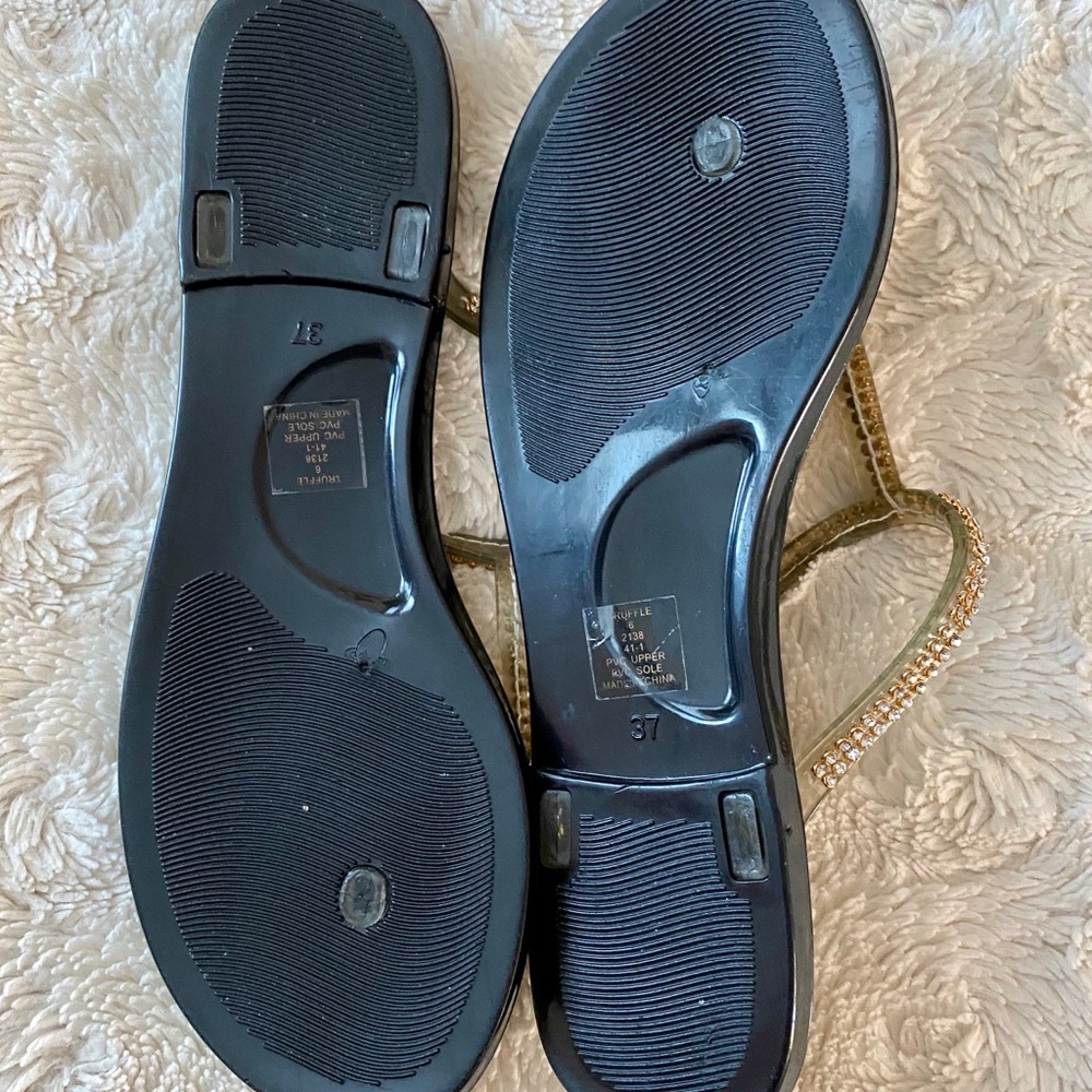 Nomad Black & Gold Rhinestone Flip-Flops. - Picture 8 of 10